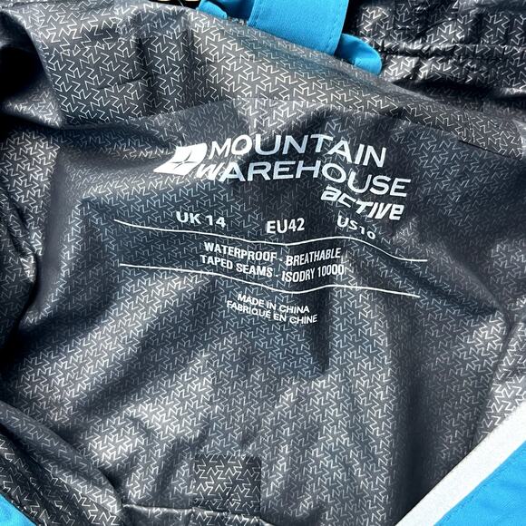 Item 128 Mountain Warehouse Waterproof jacket, blue US 10, - Picture 3 of 3